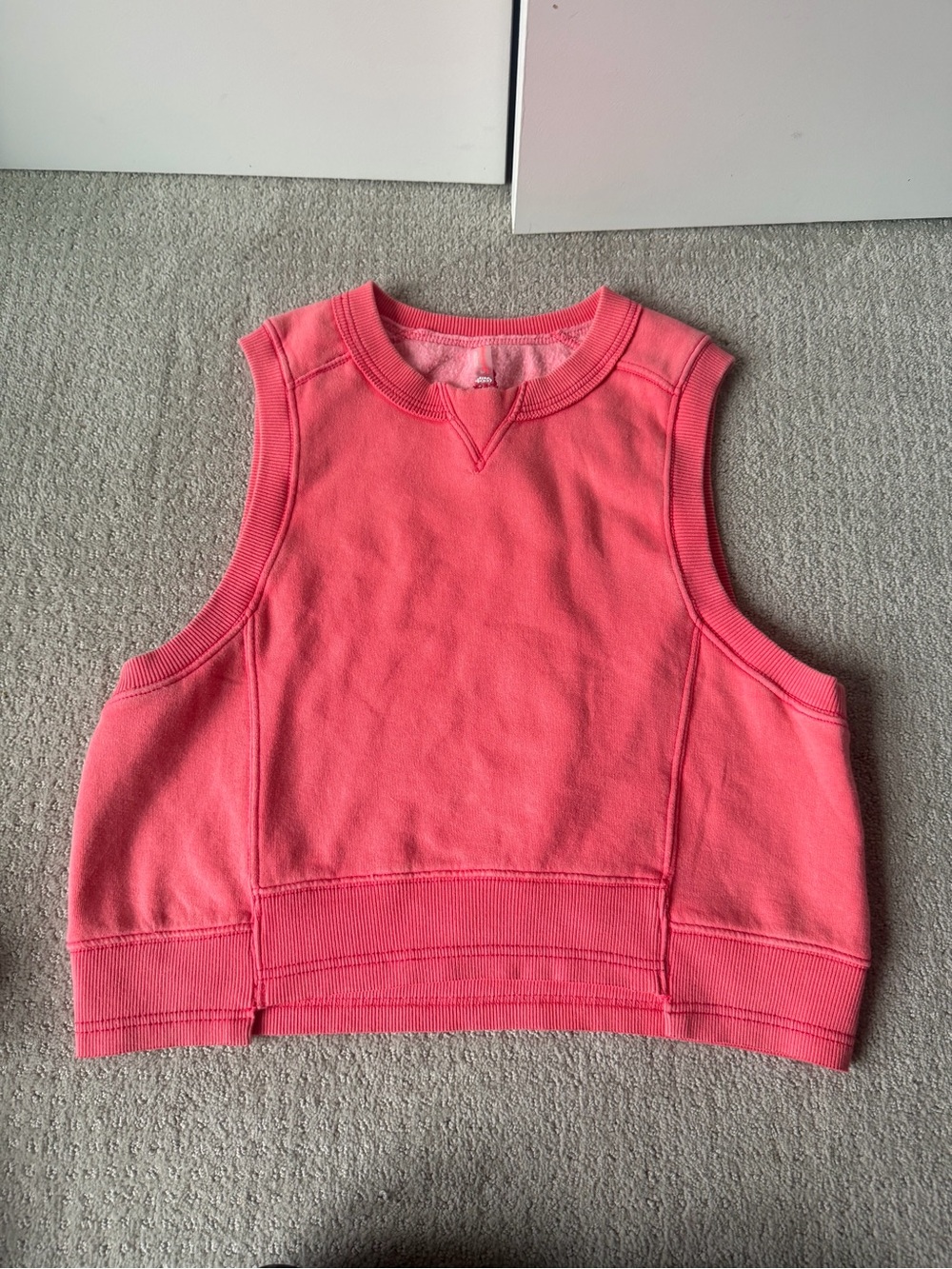 Free People Coral Sleeveless Cropped Sweatshirt